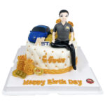 เค้ก3มิติ รูปปั้นหนุ่มหล่อ กับรถคู่ใจ