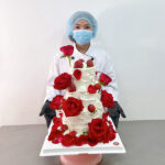 เค้กดอกไม้สด ดอกกุหลาบสีแดง - Image 2