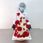 เค้กดอกไม้สด ดอกกุหลาบสีแดง - Image 9