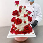 เค้กดอกไม้สด ดอกกุหลาบสีแดง - Image 4