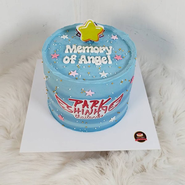 40614_0 เค้กสีฟ้าพาสเทล สกรีนโลโก้ - Image 4