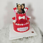เค้ก2ชั้น สกรีนรูปภาพPop-up แดงขาว - Image 2