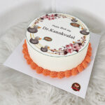 เค้กโฟโต้ทรงกลม บีบครีมสีส้มตกแต่ง - Image 3