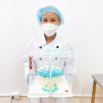 เค้กพวงมาลัย สีฟ้า สกรีนรูปภาพ