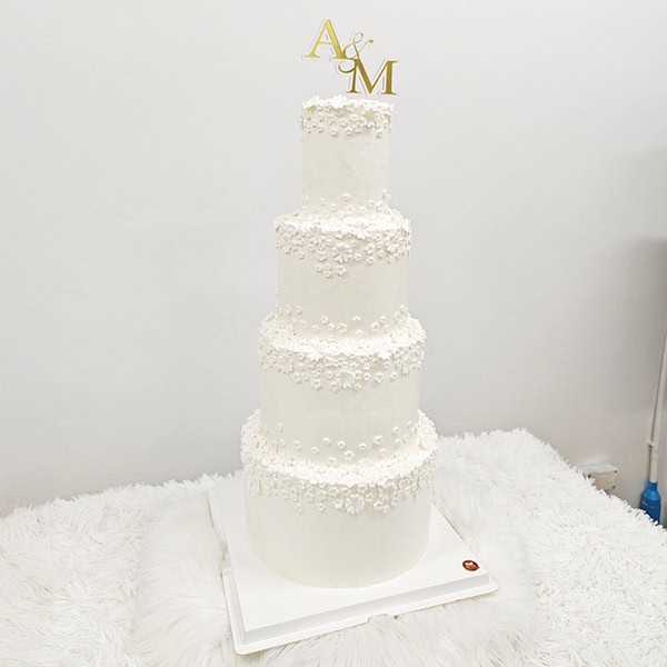 เค้กแต่งงาน 4ชั้นสีขาว บีบครีมดอกไม้ 3 เค้กแต่งงาน 4ชั้นสีขาว บีบครีมดอกไม้ - Image 3