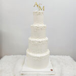 เค้กแต่งงาน 4ชั้นสีขาว บีบครีมดอกไม้ - Image 6