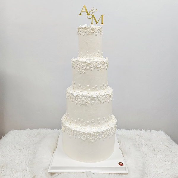 เค้กแต่งงาน 4ชั้นสีขาว บีบครีมดอกไม้ 6 เค้กแต่งงาน 4ชั้นสีขาว บีบครีมดอกไม้ - Image 6