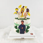 เค้กโฟโต้ สกรีนรูปภาพแบบPop-up ธีมสีเขียวเหลือง