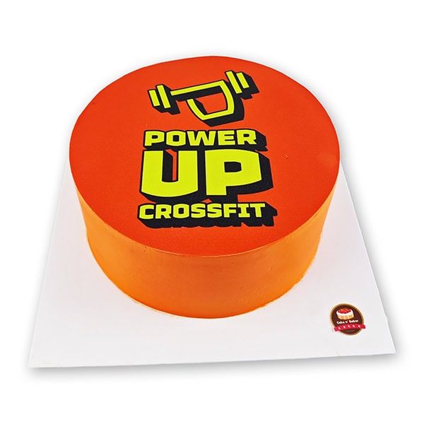 เค้กทรงสูงสีส้ม สกรีนLogo