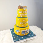 เค้ก3ชั้น Kick-off-โปรเจค ธีมเหลืองฟ้า