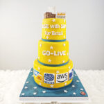 เค้ก3ชั้น Kick-off-โปรเจค ธีมเหลืองฟ้า