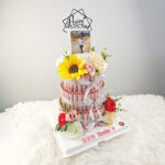 เค้กม้วนเงิน ตกแต่งดอกไม้สด สกรีนรูปภาพPop-up