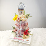 เค้กม้วนเงิน ตกแต่งดอกไม้สด สกรีนรูปภาพPop-up