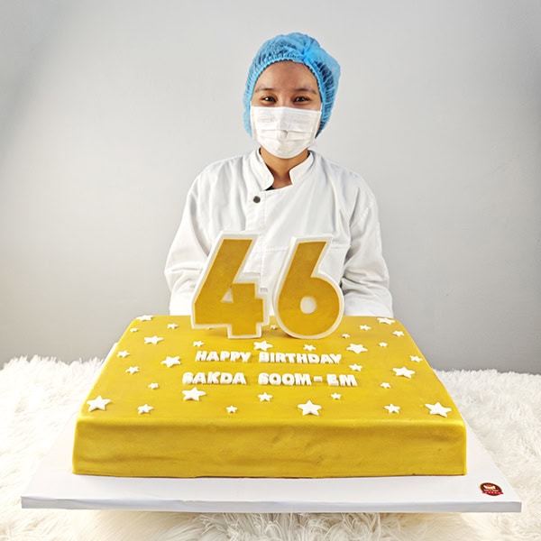เค้กฉลองครบรอบ46ปี ธีมสีทอง