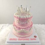 เค้กสีชมพู2ชั้น มงกุฏเงิน - Image 2