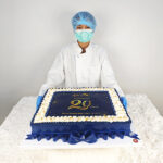 เค้ก 20th anniversary ธีมสีน้ำเงิน