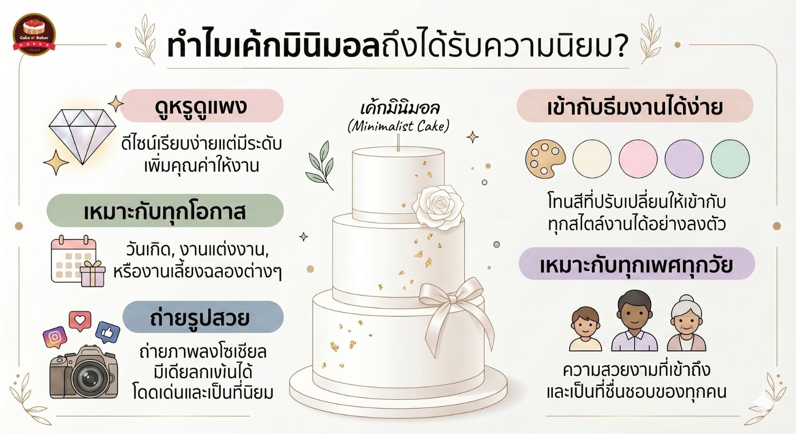 เค้กมินิมอล เทรนด์เค้กเรียบหรู ที่ครองใจทุกวัย