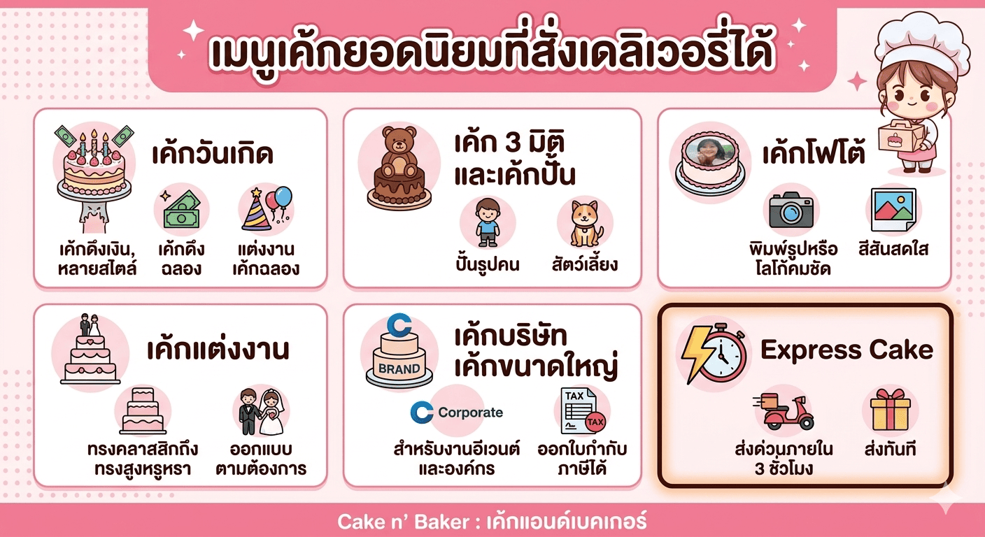 เค้ก เดลิเวอรี่ ใกล้ฉัน สั่งง่าย ส่งไว เลือก Cake n' Baker เค้กแอนด์เบคเกอร์ 4 เค้ก เดลิเวอรี่ ใกล้ฉัน