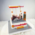 เค้กปั้น3มิติ จำลองปั๊มน้ำมัน Shell ขนาด 3 ปอนด์