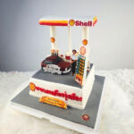 เค้กปั้น3มิติ จำลองปั๊มน้ำมัน Shell ขนาด 3 ปอนด์