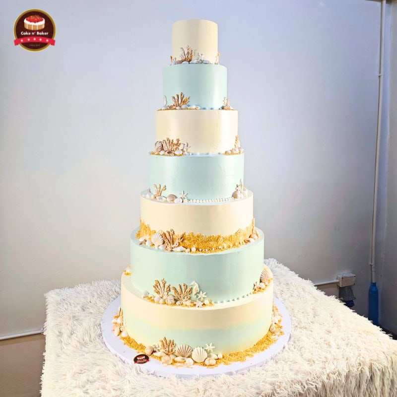 เค้กแต่งงานทรงสูง 7 ชั้น ธีมทะเล 6 เค้กแต่งงานทรงสูง 7 ชั้น ธีมทะเล by Cake n' Baker